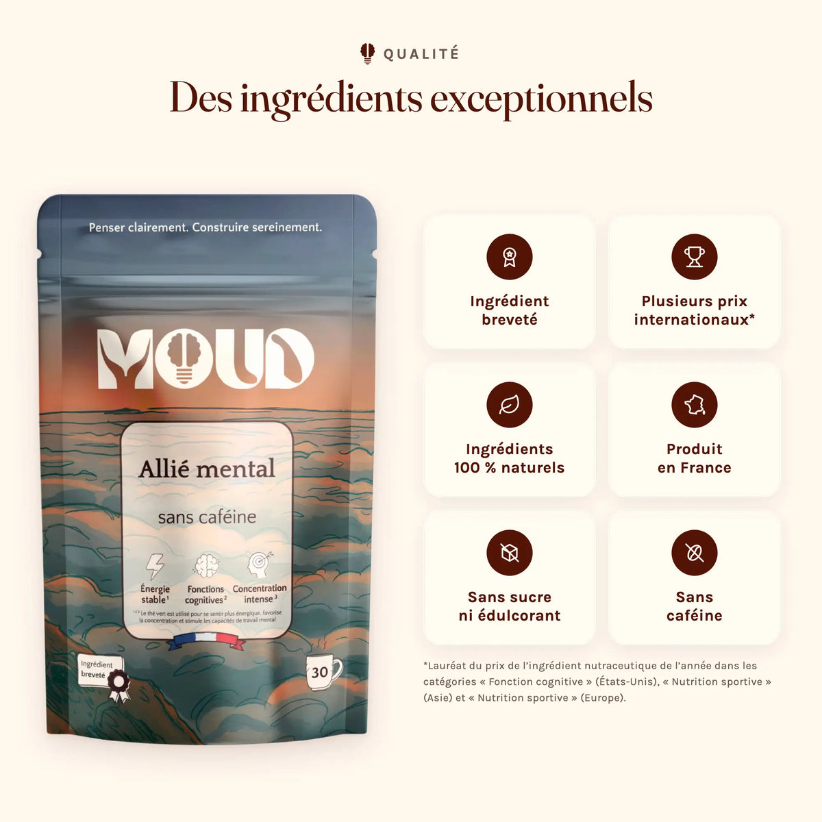 paquet de MOUD avec des explications de sa qualité